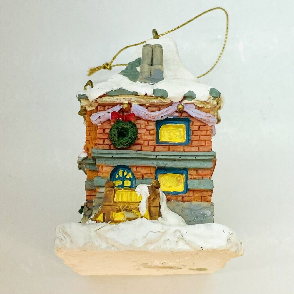 Vintage Christmas Ornament Snowy Cottage House With Trees Christmas Village - Picture 3 of 15